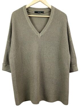 Vero Moda Oversized V-Neck Knit Sweater Green Size XL